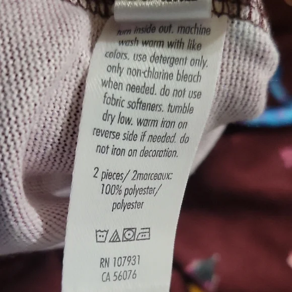 Justice 2-PC Pajama Set Burgundy Flamingo Print Size 10 - Picture 12 of 12